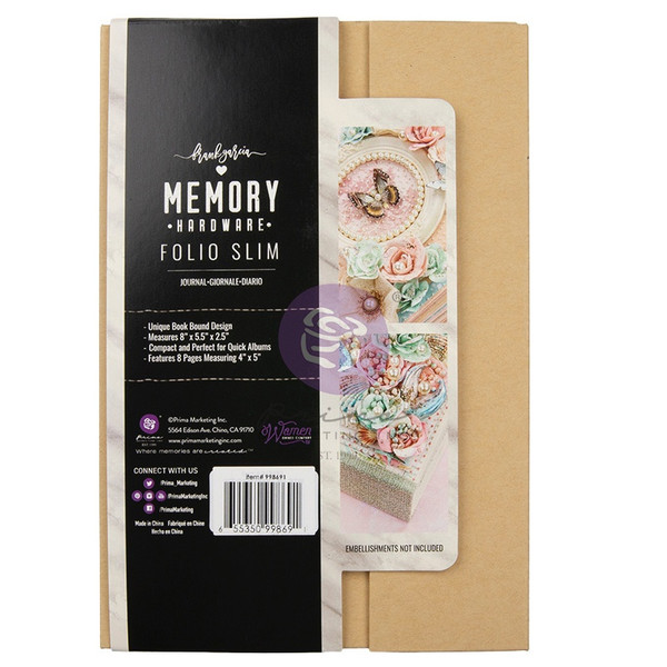 Prima Memory - Hardware Chipboard Album 8"X5.5"X2.5" - Magnetic Folio Slim W/8 Pages (998691)