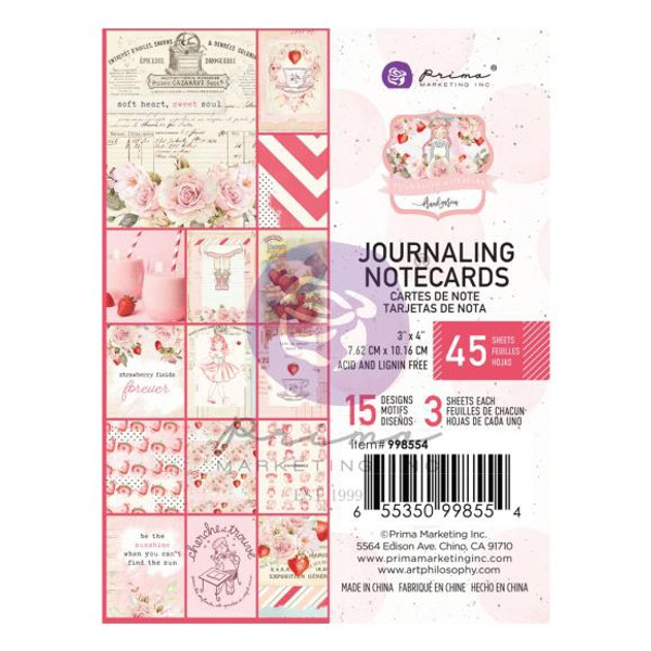 Prima Marketing - Strawberry Milkshake Journaling Cards 3"X4" 45/Pkg-15 Designs/3 Each (FG998554)