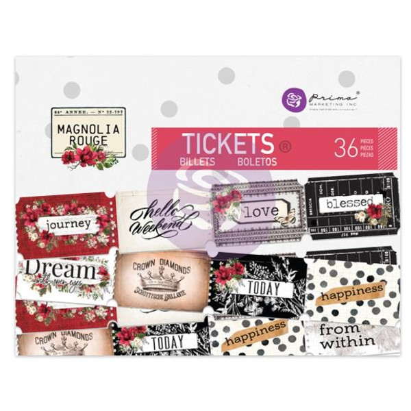 Prima Marketing Ephemera Cardstock Tickets 36/Pkg - Magnolia Rouge (P658267)