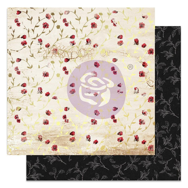 Prima Marketing - Double-Sided Cardstock 12"X12" - Magnolia Rouge - Tiny Magnolia Blooms (MAGN12 50173)