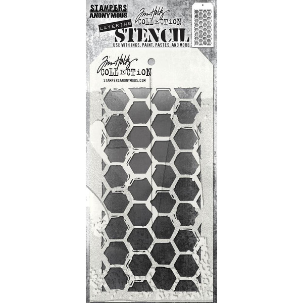 Tim Holtz Stampers Anonymous - Layered Stencil 4.125"X8.5" - Brush Hex (THS166)