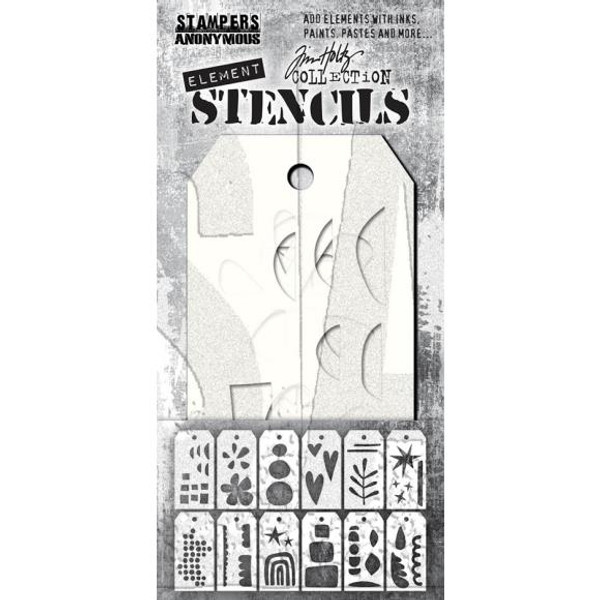 Tim Holtz Stampers Anonymous - Element Stencils 12/Pkg - Everyday Art (THEST004)