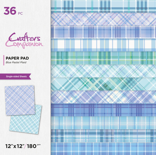 Crafter's Companion - Paper Pad 12"X12" - Blue Pastel Plaid (AD12BLUE)