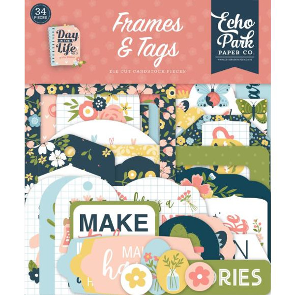 Echo Park - Cardstock Ephemera 33/Pkg - Frames & Tags - Day In The Life No. 2 (LN292025)