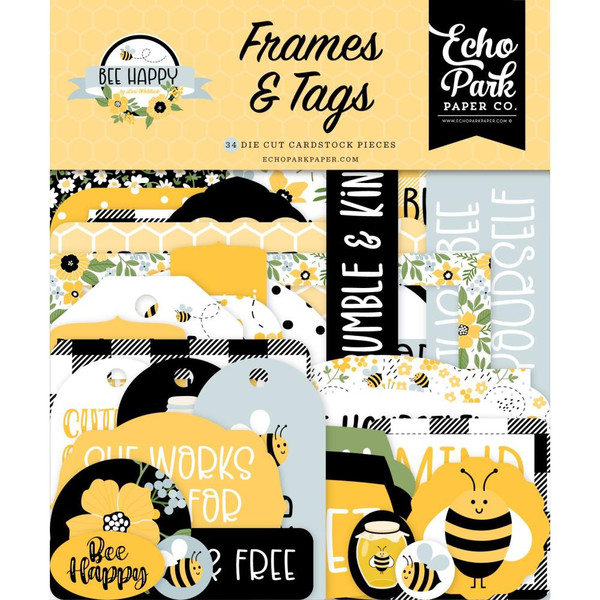 Echo Park - Cardstock Frames & Tags 34/Pkg - Bee Happy (BH319025)