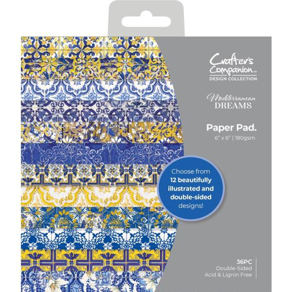 Crafter's Companion - Mediterranean Dreams - Paper Pad 6"X6" (MEDPAD6)