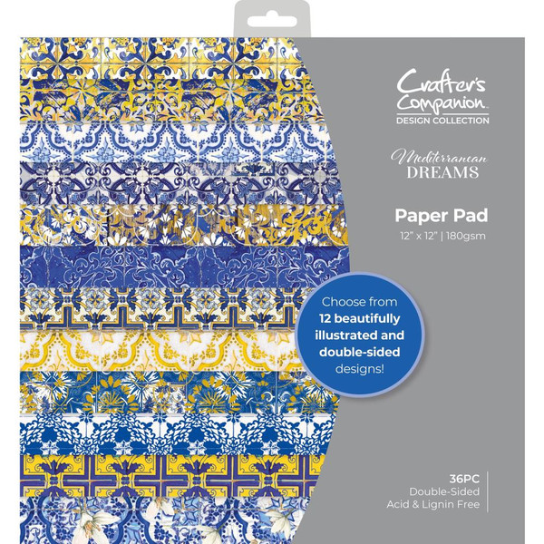Crafter's Companion - Mediterranean Dreams - Paper Pad 12"X12" (MEDPAD12)