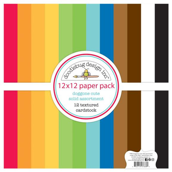 Doodlebug Textured Double-Sided Cardstock 12"X12" 12/Pkg - Doggone Cute (DT7686)