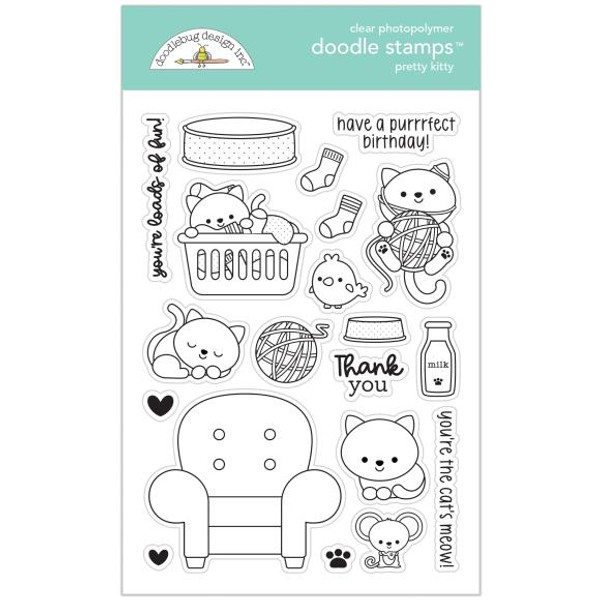 Doodlebug Clear Doodle Stamps - Pretty Kitty (DS7614)