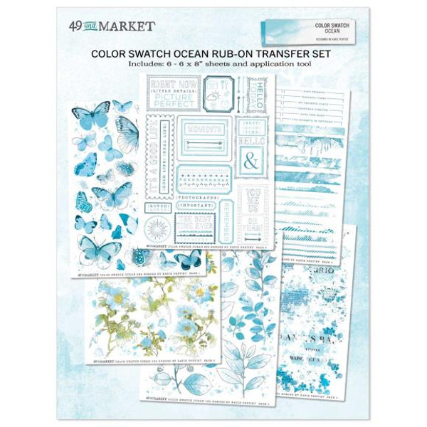 49 and Market - Color Swatch: Ocean Rub-Ons 6"X8" 6/Sheets (CSO41084)