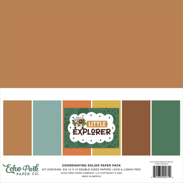 Echo Park - Double-Sided Solid Cardstock 12"X12" 6/Pkg - Little Explorer (LE320015)