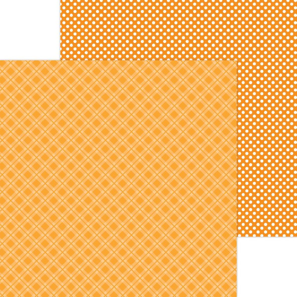 Doodlebug - Petite Prints Plaid/Polka Dot Cardstock 12"X12" - Tangerine (DPPPP12 8099)