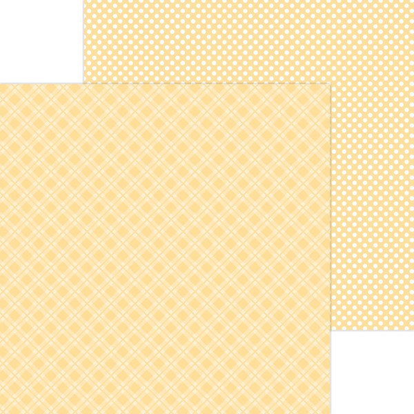 Doodlebug - Petite Prints Plaid/Polka Dot Cardstock 12"X12" - Lemon (DPPPP12 8101)