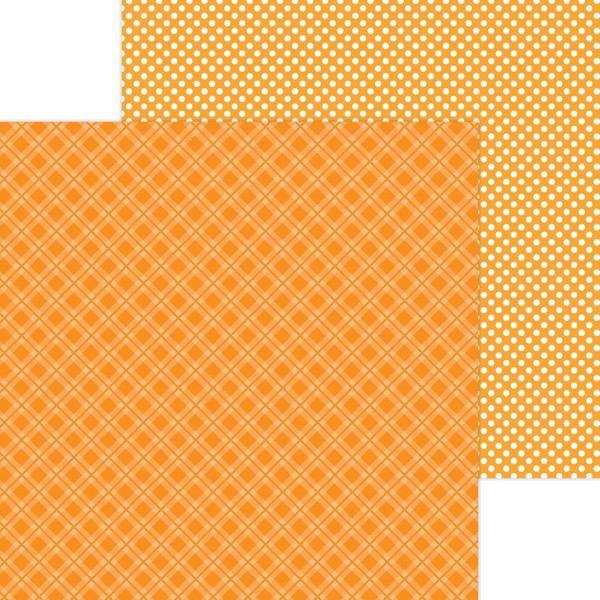 Doodlebug - Petite Prints Plaid/Polka Dot Cardstock 12"X12" - Mandarin (DPPPP12-8098)