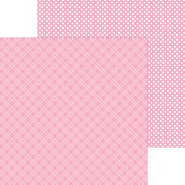 Doodlebug - Petite Prints Plaid/Polka Dot Cardstock 12"X12" - Cupcake (DPPPP12 8092)