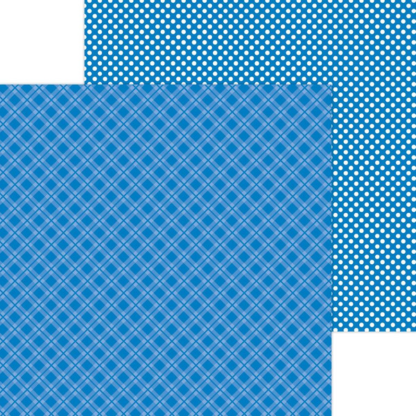 Doodlebug - Petite Prints Plaid/Polka Dot Cardstock 12"X12" - Blue Jean (DPPPP12 8108)