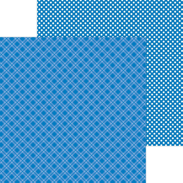 Doodlebug - Petite Prints Plaid/Polka Dot Cardstock 12"X12" - Blue Jean (DPPPP12 8108)