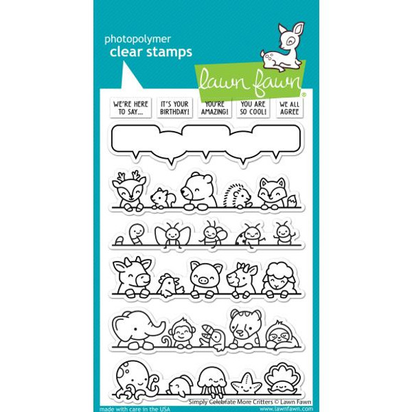 Lawn Fawn Clear Stamps 4"X6" - Simply Celebrate More Critters 11/Pkg (LF3164)