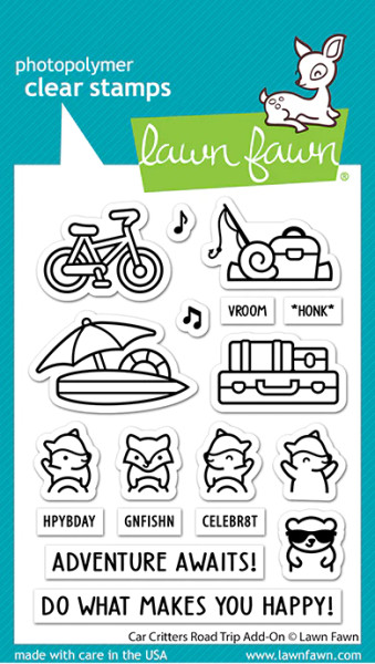 Lawn Fawn Clear Stamps 3"X4" - Car Critters Road Trip Add-On 18/Pkg (LF3167)