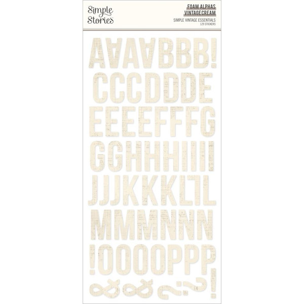 Simple Stories - Foam Alphas Stickers 129/Pkg - Vintage Cream (SVE20422)