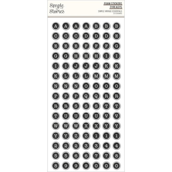 Simple Stories - Foam Alphas Stickers 210/Pkg - Essentials - Type Keys (SVE20423)
