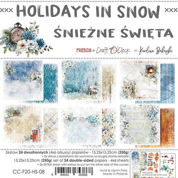Craft O Clock - 6x6 Paper Pack 24 dbl sided papers - Holidays In Snow (CC-F20-HS-08)