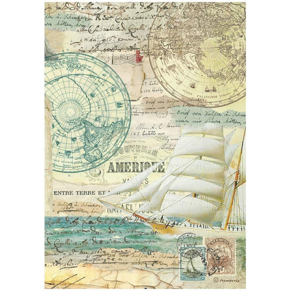 Stamperia - Rice Paper Sheet A4 - Around the World - Sailing Ship (DFSA4773)