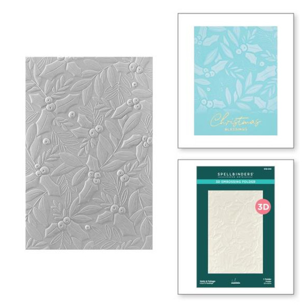 Spellbinders 3D Embossing Folder By Yana Smakula-Holly & Foliage, De-Light-Ful (E3D060)