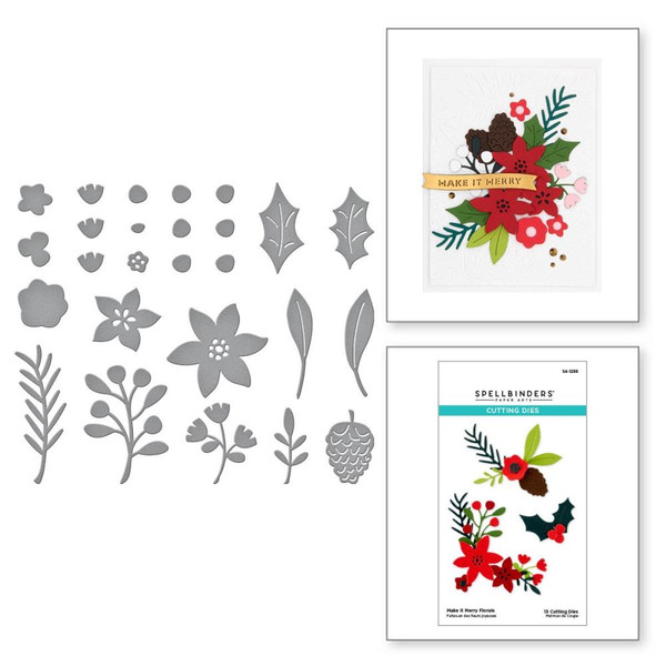 Spellbinders Etched Dies From The Make It Merry Collection - Make It Merry Floral (S41288)