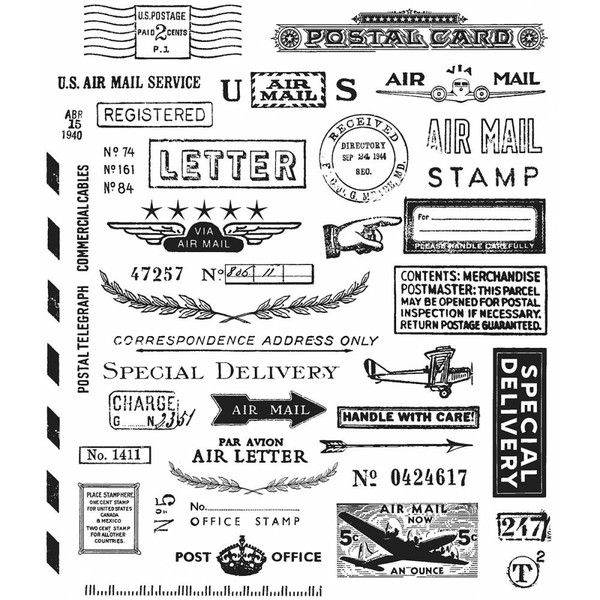 Tim Holtz Stampers Anonymous - Cling Stamps 7"X8.5" - Correspondence