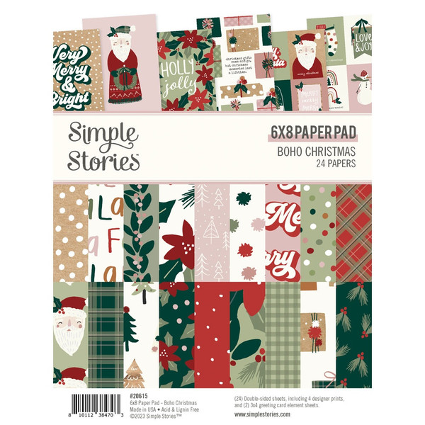 Simple Stories - Double-Sided Paper Pad 6"X8" 24/Pkg - Boho Christmas (BC20615)