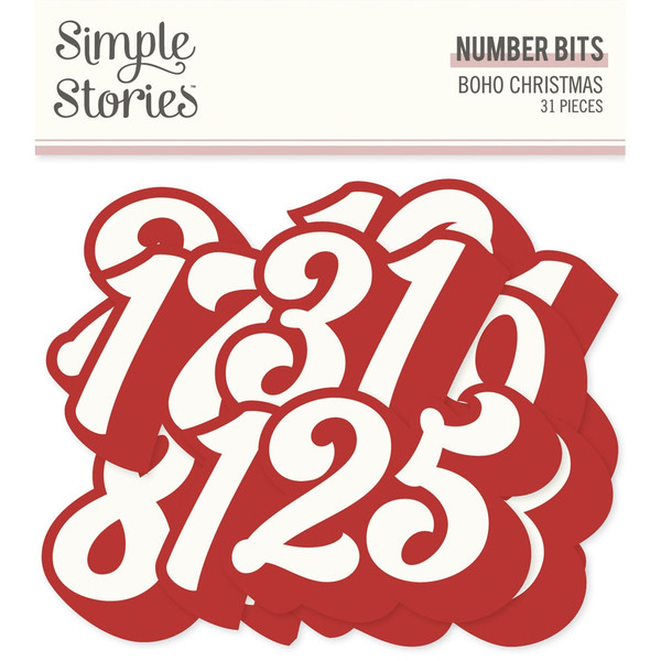 Simple Stories - Number Bits & Pieces Die-Cuts 31/Pkg - Boho Christmas (BC20620)