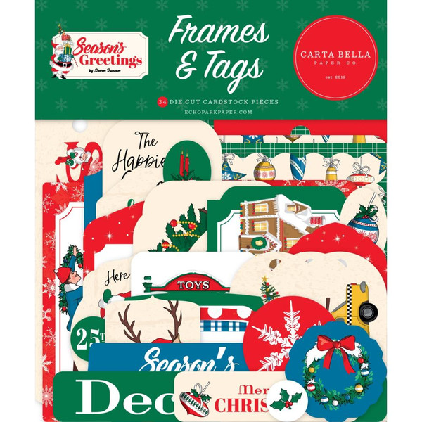 Carta Bella - Cardstock Frames & Tags 33/Pkg - Season's Greetings (SG329025)