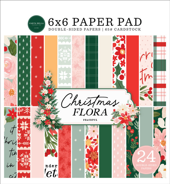 Carta Bella - Double-Sided Paper Pad 6"X6" - Christmas Flora - Peaceful (CF341023)