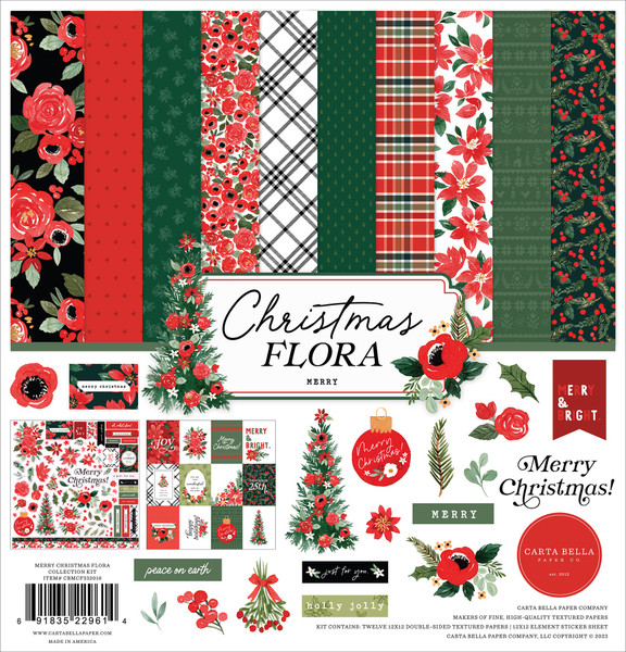 Carta Bella - Collection Kit 12x12 - Christmas Flora - Merry (CF332016)