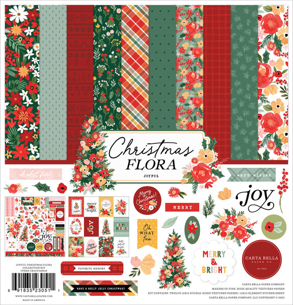 Carta Bella - Collection Kit 12x12 - Christmas Flora - Joyful (CF340016)
