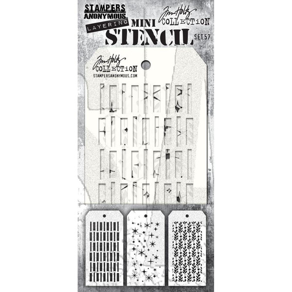 Tim Holtz / Stampers Anonymous Mini Layered Stencil Set 3/Pkg - Set #57 (MTS 57)