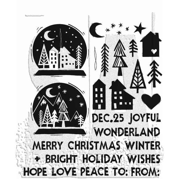 Tim Holtz / Stampers Anonymous Cling Stamps 7"X8.5" - Festive Print (CMS-LG 472)