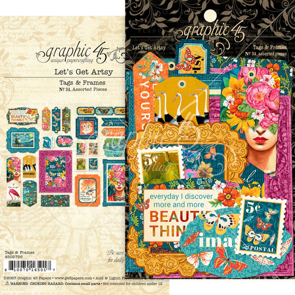 Graphic 45 - Die-Cut Assortment Tags & Frames - Let's Get Artsy (G4502756)