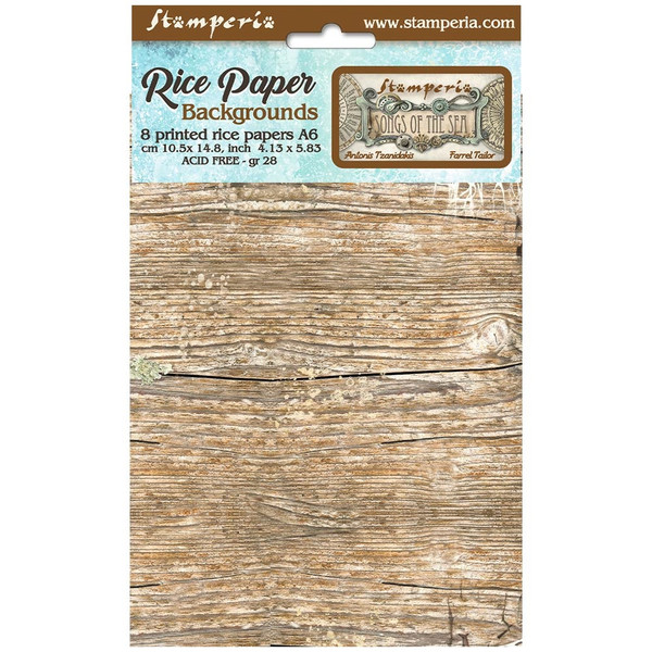 Stamperia - Assorted Rice Paper Backgrounds A6 8/Sheets - Songs Of The Sea (FSAK6010)