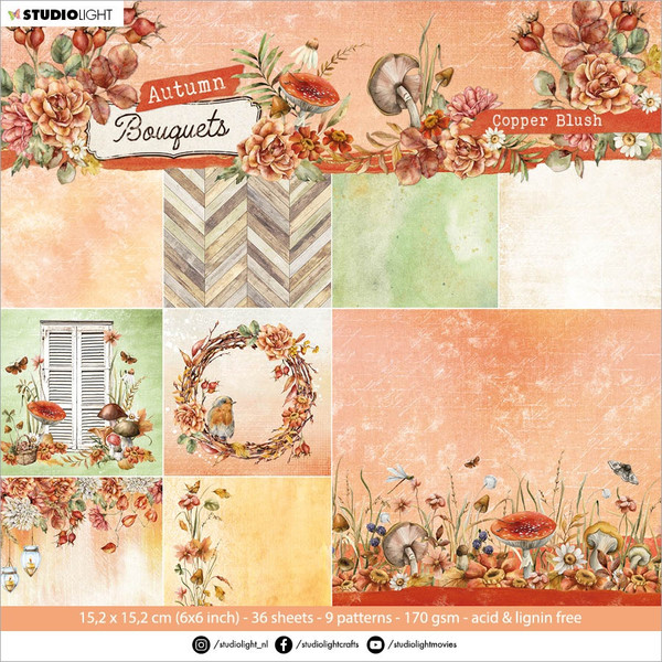 Studio Light - Autumn Bouquet - Paper Pad 6"X6" 36/Pkg - Nr. 107 Copper Blush (LABPP107)