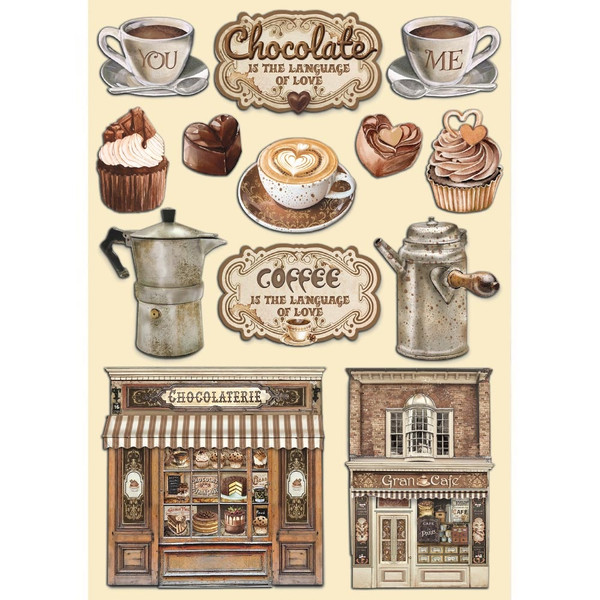 Stamperia - Colored Wooden Shapes A5 - Coffee And Chocolate (KLSP150)