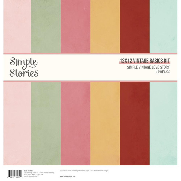 Simple Stories - Basics Double-Sided Paper Pack 12"X12" 6/Pkg - Simple Vintage Love Story (VLO21415)