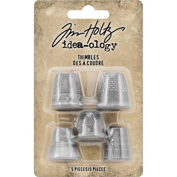 Tim Holtz - Idea-Ology Metal Thimbles 5/Pkg - Mixed Sizes - TH93791 (040861937916)