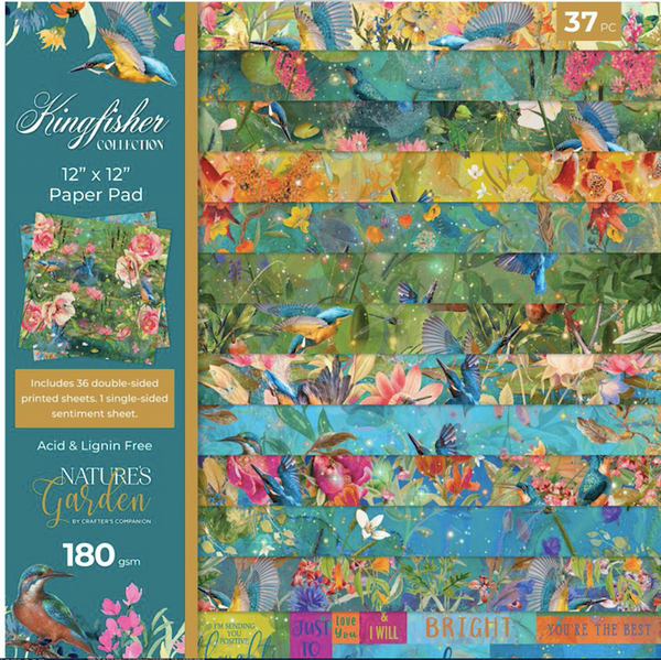 Crafter's Companion - Nature's Garden - Double Sided Pad 12x12 36/Pkg - Kingfisher GKFPAD12 (195094108234)