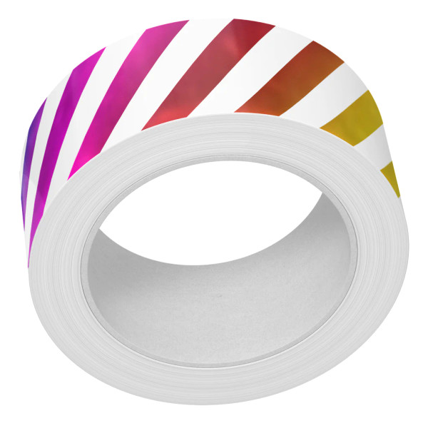 Lawn Fawndamentals Washi Tape - Foiled Diagonal Rainbow Stripes LF3026 (789554580441)