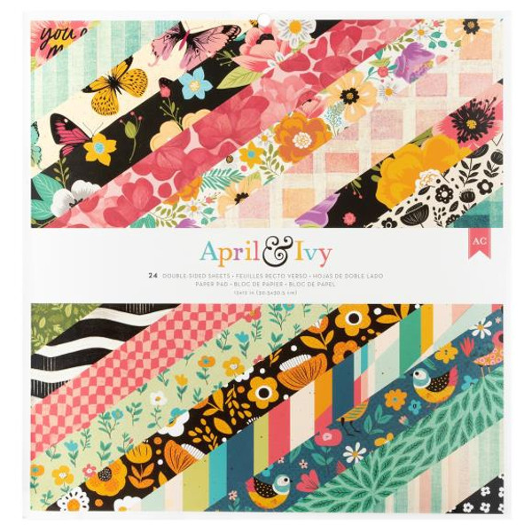 American Crafts - Double-Sided Paper Pad 12"X12" 24/Pkg - April And Ivy - 34025578 (765468028361)