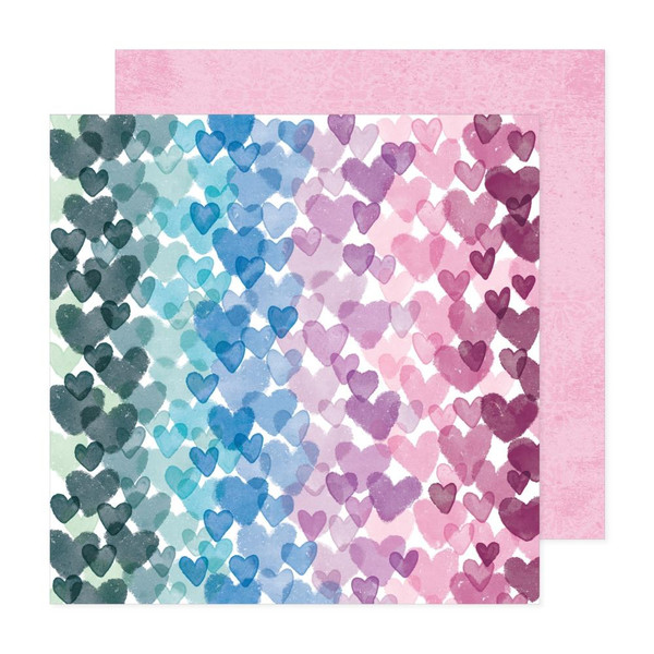 American Crafts - Double-Side Cardstock 12"X12"- Dreamer - Stamped Hearts 5 - DRM12 25897 (765468076768)