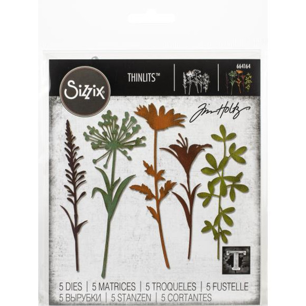 Sizzix Thinlits Dies By Tim Holtz 5/Pkg - Wildflower Stems #2 -  664164