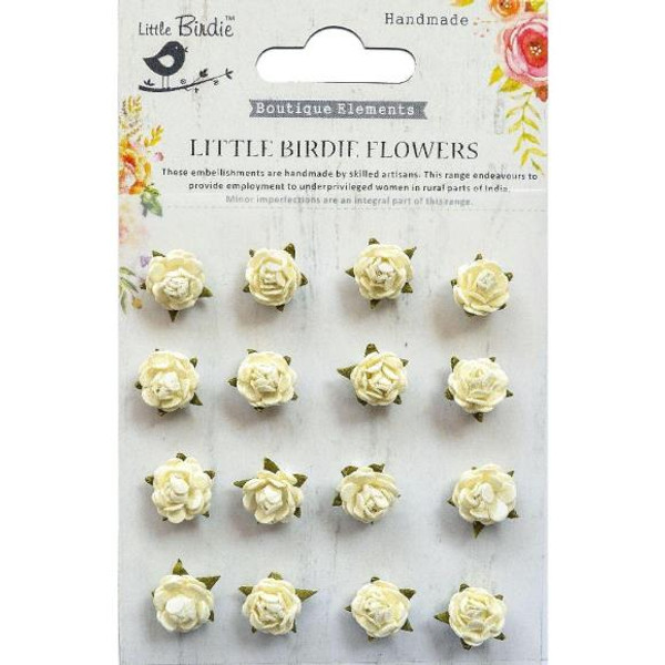 Little Birdie Beaded Micro Roses 16/Pkg - Moon Lights - ROSES 71887